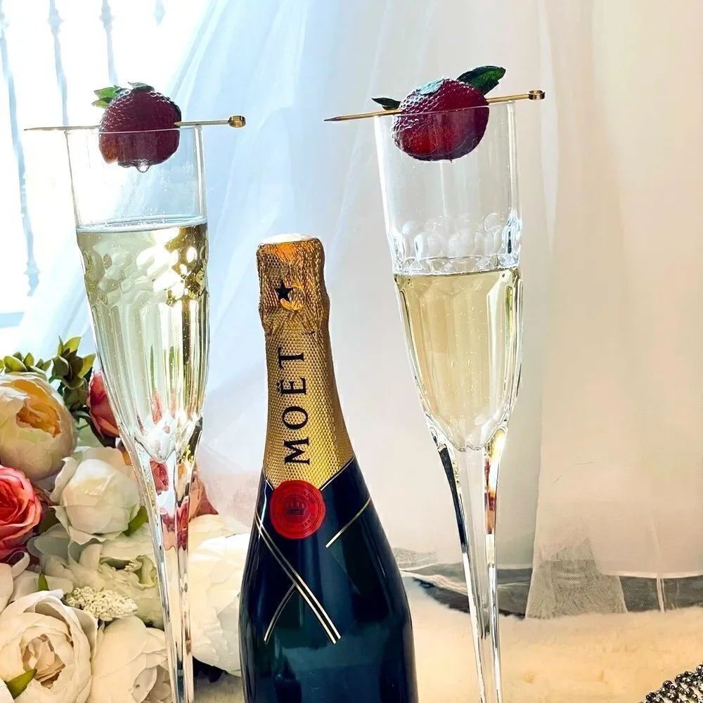 ♥️ TALL Mid Century Champagne flutes, oversized tall wedding glasses PRICE FIRM.